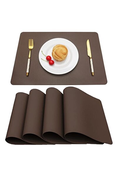 Generic Vinjiasin Placemats Set of 4 Brown Leather Place Mats for Indoor Outd...