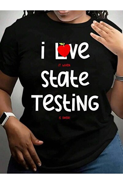 9JY تي شيرت أسود مطبوع عليه عبارة "I Love (It When) State Testing (Is Over)" ...