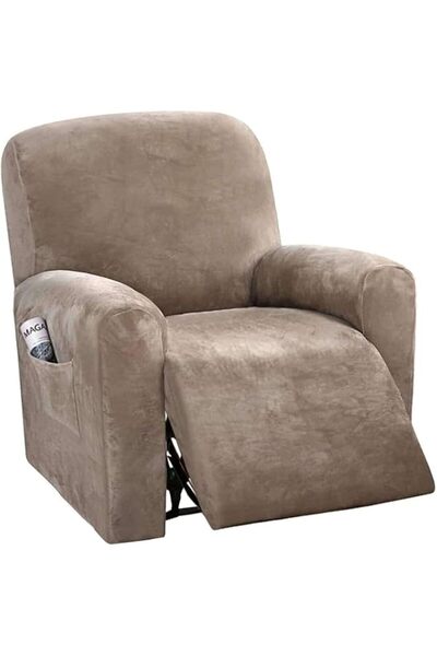Generic Brand Stretch Recliner Cover for 1 Seater,4-Piece Velvet Sofa Covers ...