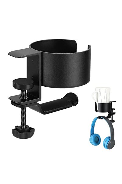 Generic 2 in 1 Desk Cup Holder, with Headphone Hanger Holder, Anti-Spill Cup ...
