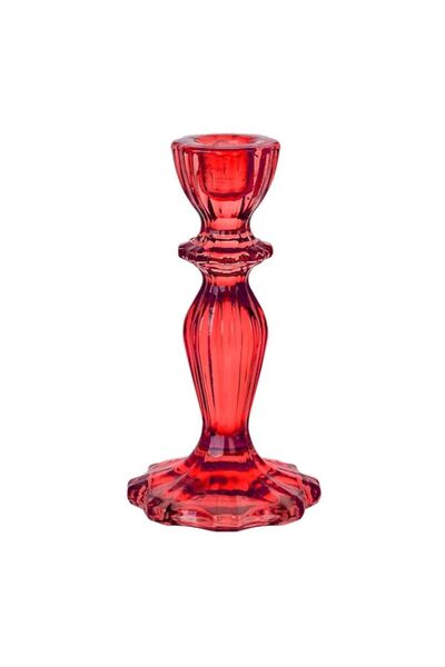 Generic Brand Talking Tables Red Glass Candlestick Holder | Decorative Taper ...