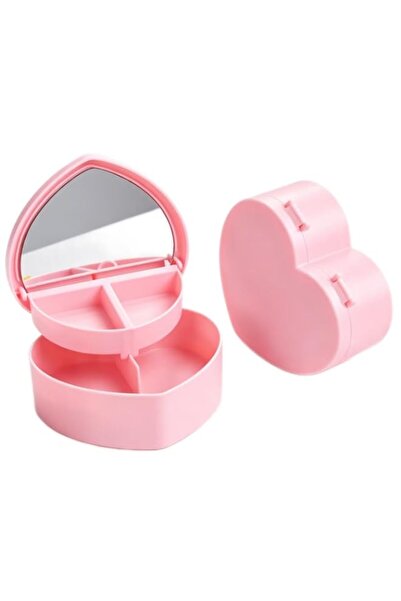 Generic Heart-Shaped Jewellery Box, Double Layer Storage Organiser with Make ...