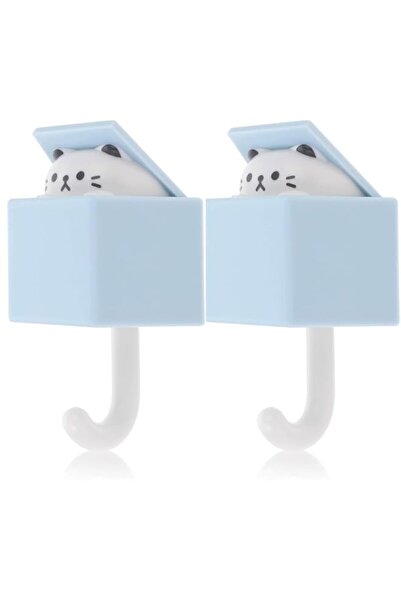 Generic Tazweeq 2 Pcs Cute Cat Hooks for Wall, Creative Adhesive Kitten Hooks...