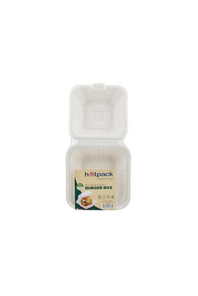 Generic Hotpack Disposable Food Storage Bio-Degradable Burger Box White, 5 Pi...