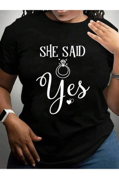 kai22 تي شيرت She Said Yes للرحلات البحرية والإجازات باللون الأسود مع رسومات ...