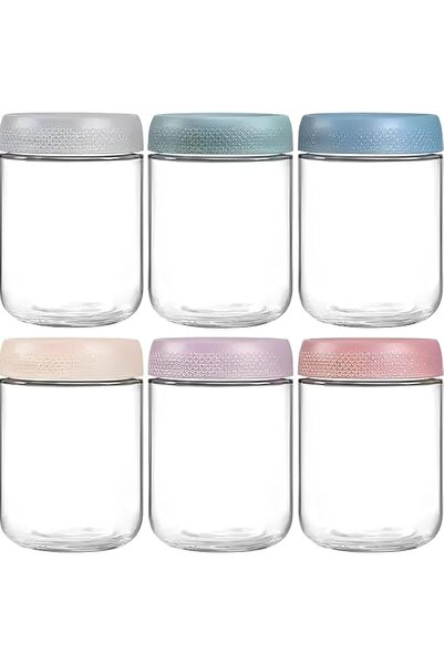 Generic Beauenty 6-Pack 16 oz Overnight Oats Jars with Airtight Lids,Glass Fo...