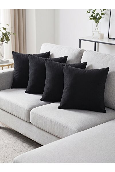ELİTE COLLECTİON Set of 4 Velvet Cushion Covers 45X45 cm - Velvet Fabric Deco...
