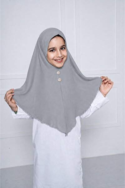 Linda Hijab Girls Hijab for Kids – Modest Islamic Headscarf for Muslim Girls, Stylish Kids Hijab with Front Button Detail & Delicate Trim