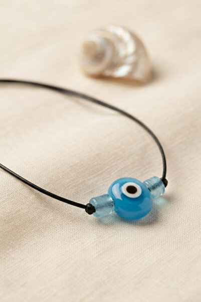 Clariss Handmade Bohemian Light Blue Evil Eye Necklace