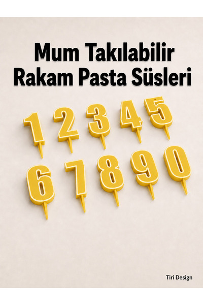 Mum Takılabilir Pasta Süsü Rakam Seti 0-9 – 10 Parça