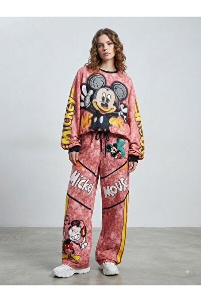 DENİKK Trendy 3-Thread Brushed Fleece Tracksuit Set with Stone-Print Embroidery