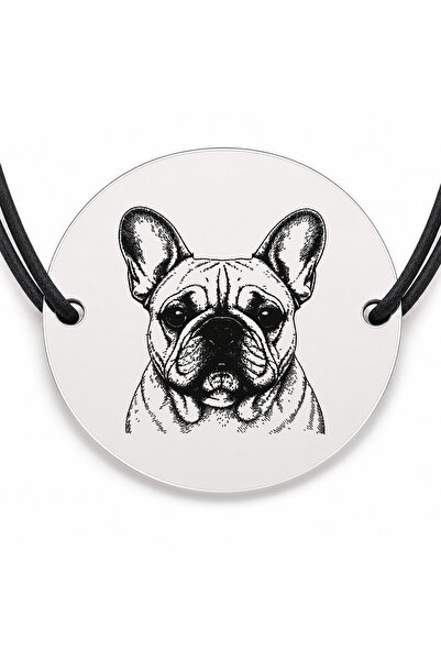 Simoshop Brățară argint 925 cu bănuț gravat portret de Bulldog Francez, șnur ...