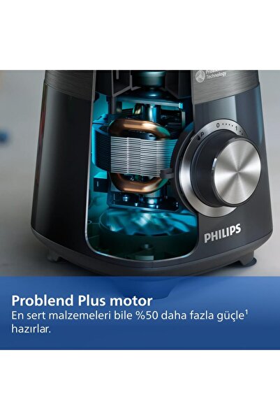 Philips Blender Series 5000 - Güç 1200W, Cam Hazne, 2L Toplam Kapasite, 3 Hız + Pulse, Karıştırma ve Yanınızda Götürme İçin Şişe Dahil, Kolay Temizlik, Siyah (HR3031/00)