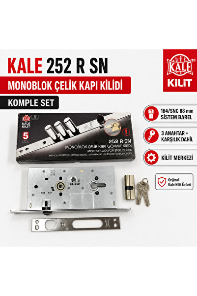 Kilit Merkezi Kale 252R SN Monoblok Çelik Kapı Kilidi 164/SNC 68 mm Sistem Ba...