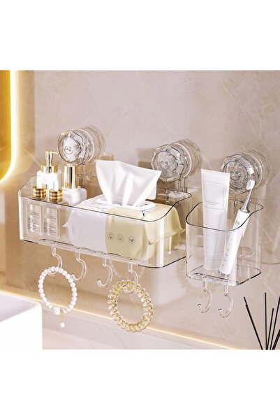 Generic Suction Cup Shower Caddy, No-Drilling Bathroom Storage Shelf, with Mo...