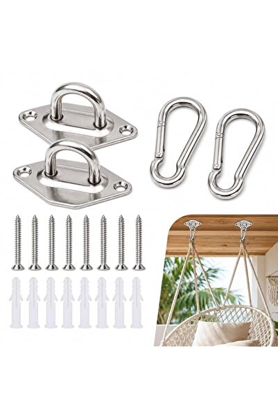 Generic 2-Pack Heavy Duty Hammock Hanging Hardware Kit - Stainless Steel Hook...