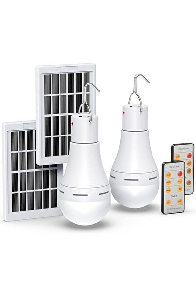 Generic NALACAL 2-Pack Rechargeable LED Light Bulbs with Solar Panel, 6500K, ...