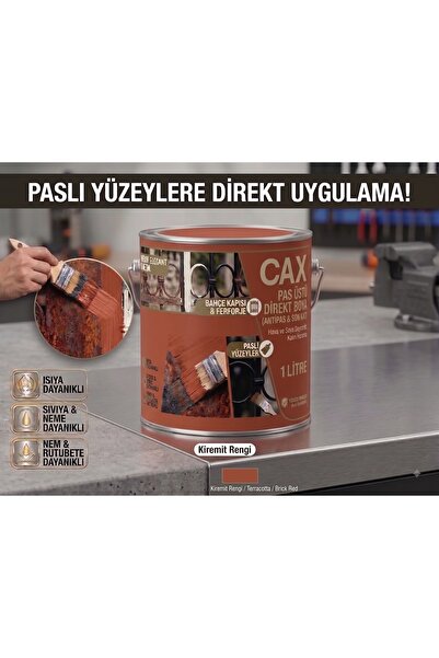 caxcolors CAX Pas Üstü Direkt Uygulanan Antipaslı Sentetik Metal Boyası 1 Lit...