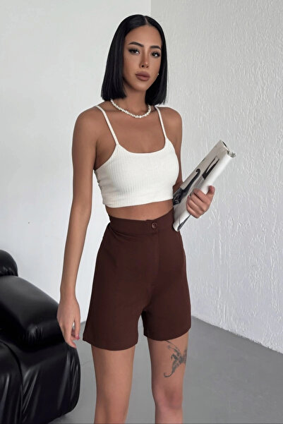 online kapsulavm avm alışveriş High Waist Flexible Stretch Fabric Crepe Short...
