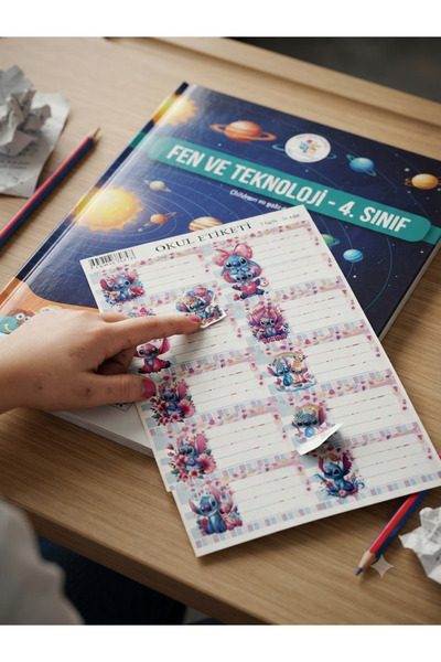DERSHA 30 Adet Okul Etiketi Figürlü Kitap Etiketi Defter Etiketi Öğrenci Etik...