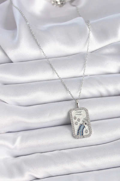 online kapsulavm avm alışveriş 316L Steel Silver Color Chain Aquarius Zodiac ...