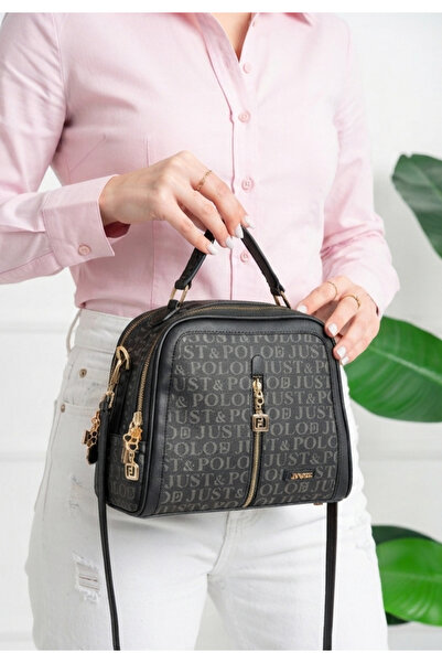 Just Polo Women's Black Adjustable Strap Hand and Shoulder Bag -Bd2057Bd