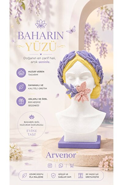ARVENOR Baharın Yüzü | 20cm | Dekoratif Büst | 3D Baskı