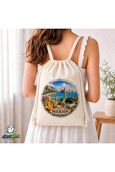 Ghostbastır Design Mersin Drawstring Linen Bag C184