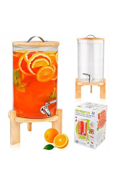 SuperButelki Borcan din Sticla cu Robinet Pe Suport de Dozare, 7.5 l, Transpa...