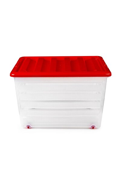 OEM Cutie depozitare cu roti, Alisan Plast, dreptunghiulara, transparent + ro...