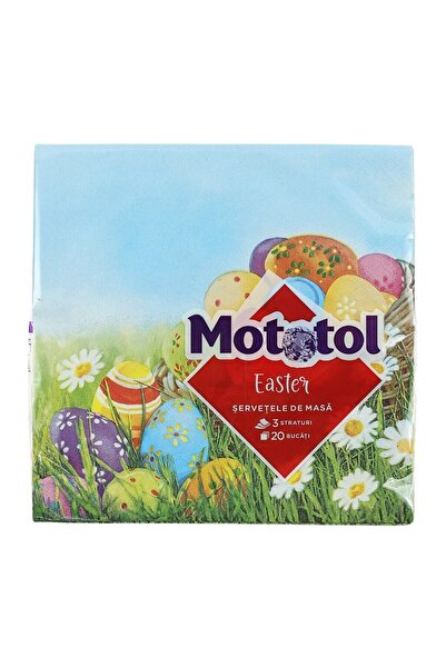 OEM Салфетки за маса, Mototol Easter, многоцветни, 3-пластови, 33 x 33 см, ко...