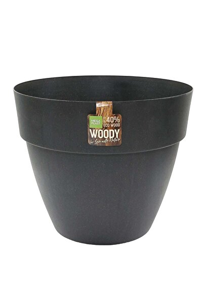 OEM Ghiveci din plastic Donna Woody, negru, D 47 cm