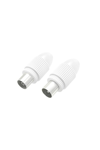 OEM Hama 305088 коаксиален ТВ антенен конектор + гнездо, комплект - 2 броя, бял