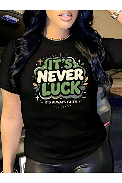 k222 تي شيرت نسائي بتصميم ريترو، تي شيرت مطبوع عليه Luck It's Faith، هدية صيف...