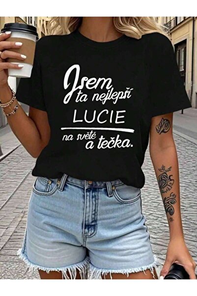 29CUN تي شيرت نسائي كبير الحجم، فضفاض، بتصميم مسطح، مطبوع عليه I Am Best Luci...