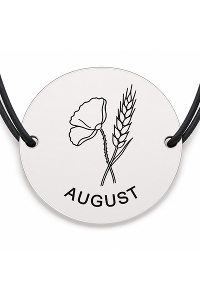 Simoshop Brățară argint 925 cu bănuț gravat mac cu spic august, șnur negru re...