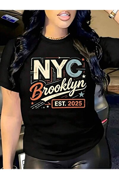 kai22 تي شيرت نسائي بتصميم جرافيك عتيق بتصميم NYC Brooklyn Est 2025، ملابس صي...