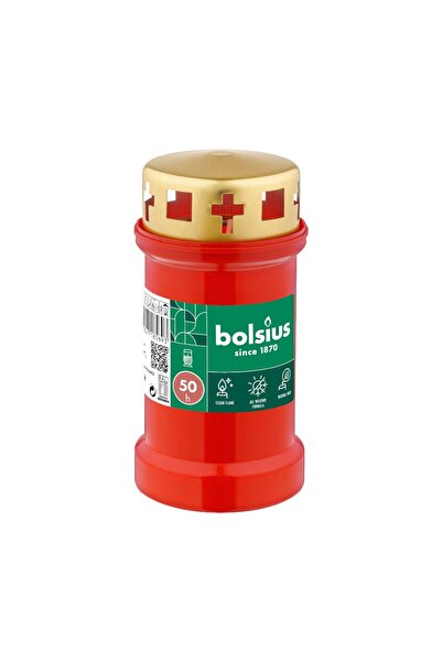Bolsius Set 4 x Candela Plastic cu Capac Anti-Ploaie, Nr.3, Rosu, 50 Ore