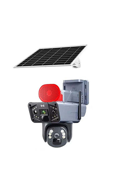 Generic Cameră De Supraveghere Dublă 4G, Panou Solar, Rotire 355°, Auto-Tracking