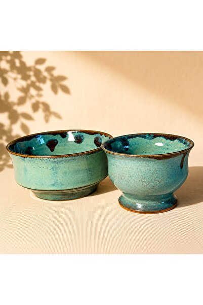 Ranowa Ceramic Lagoon Duo Bowl Set Yapımı Stoneware 2’li Kase Takımı – Turkua...