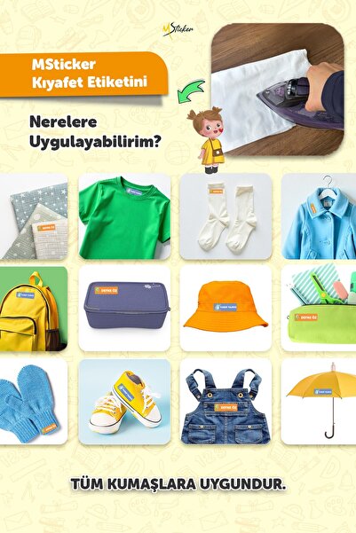 MSticker Kıyafet Etiketi - Okul Kıyafetlerine Kişiye Özel 30 Saniyede Kolay Uygulama Yıkanabilir - Gezegenler