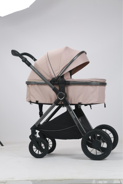 Krista Cărucior 3 în 1 Luxmom A4, Crem, Dublu Reversibil cu scoică