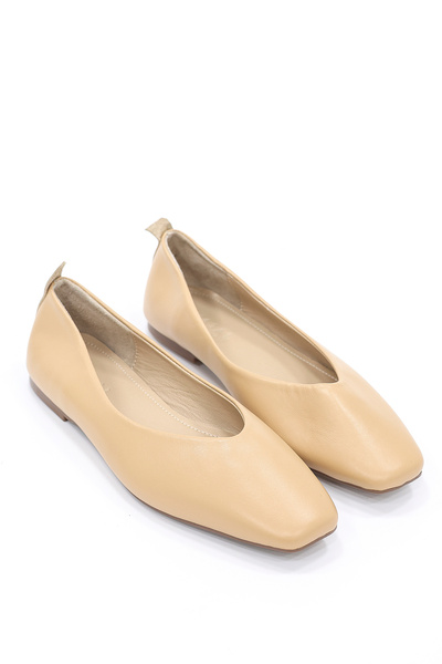 kajal ayakkabı Cbr-F001 Genuine Leather Flat Sole Ballet Flats