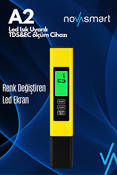 Novasmart NV-A2 Tds & Ec Ölçer – Kırmızı/yeşil LED Uyarılı Dijital Su Kalites...