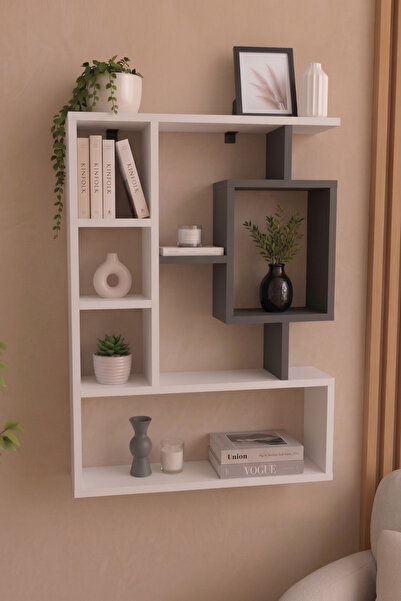 Enda Home Bigane Büyük Dekoratif Duvar Rafı 70,9 × 93,6 cm – Asimetrik Çok Bö...