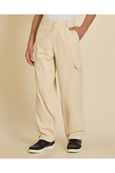 REDTAG Senior Boys Beige Cargo Baggy Casual Trousers