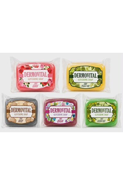 Dervital Set de 5 săpunuri cu glicerină Dermovital, diverse arome, 5 x 100 g