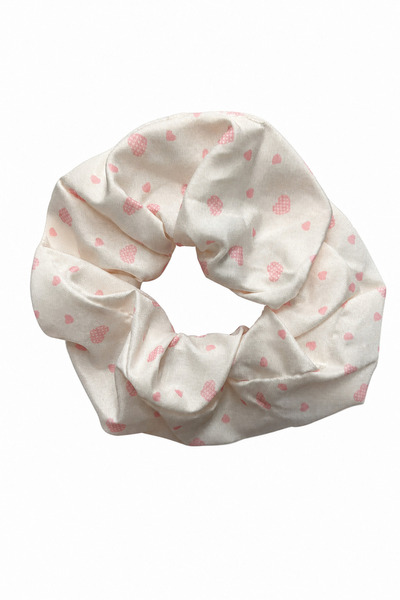 Jack Ferrero Stylish and Cute Heart Patterned White Fabric Scrunchie Hair Tie...