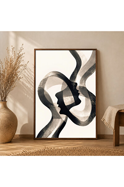 alphobitasarım Siluete umane abstracte-Negru-Cremă Pictură decorativă minimal...