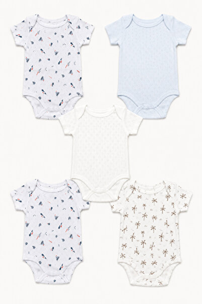Babyhola 100% Cotton American Sleeveless 5-Piece Baby Bodysuit Set Short Slee...